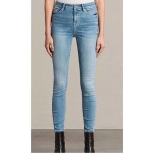 ALL SAINTS Grace Mid-Rise Skinny Ankle Jeans, Light Wash, size 29